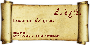 Lederer Ágnes névjegykártya
